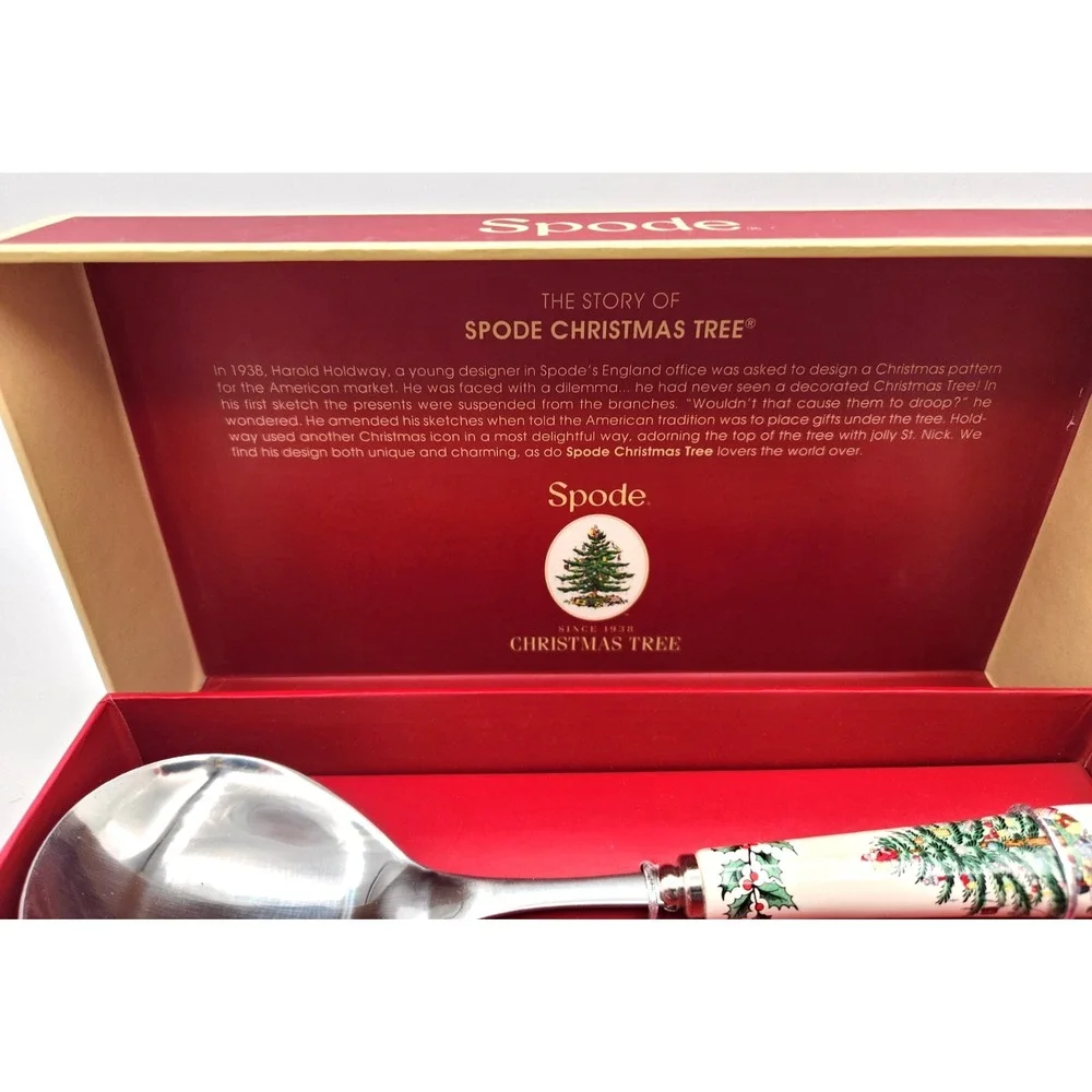 Spode Christmas Tree Salad Servers Set New in Original Box Hostess Gift